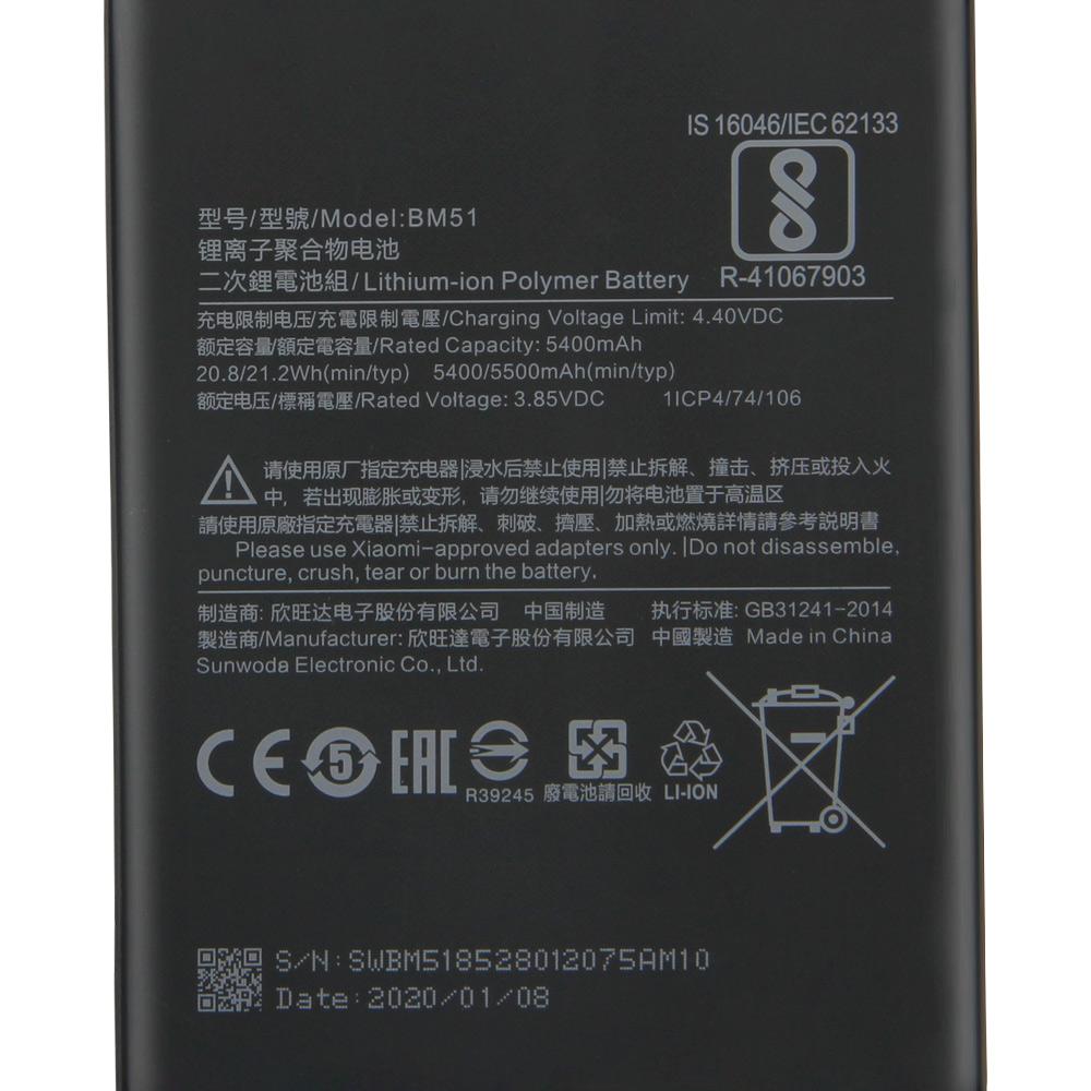 Сменный аккумулятор для Xiaomi Mi Max3 Max 3 BM51, аккумуляторная батарея для телефона 5500 мАч