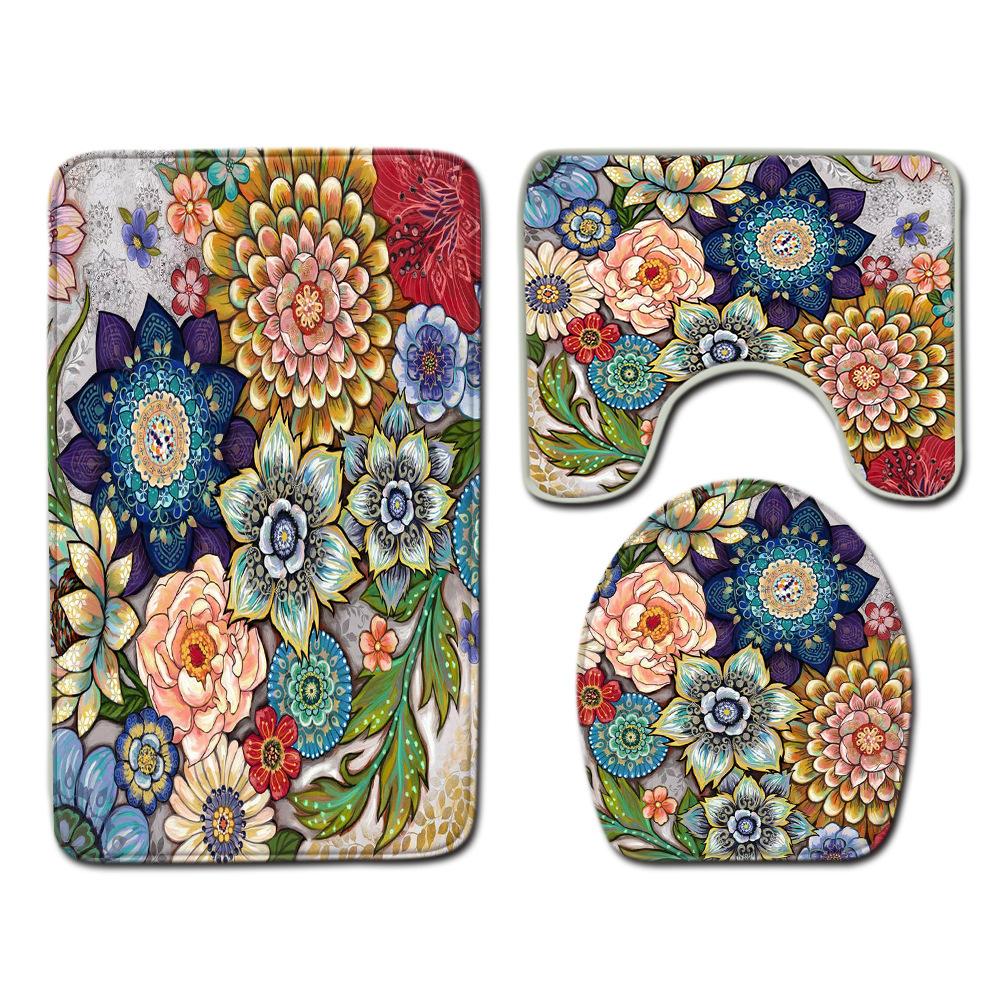 Креативный Ретро Ванная Туалет Три Предмета Комбинация Напольных Ковриков Бытовой Дверной Коврик Кухонный Впитывающий Нескользящий Ковер