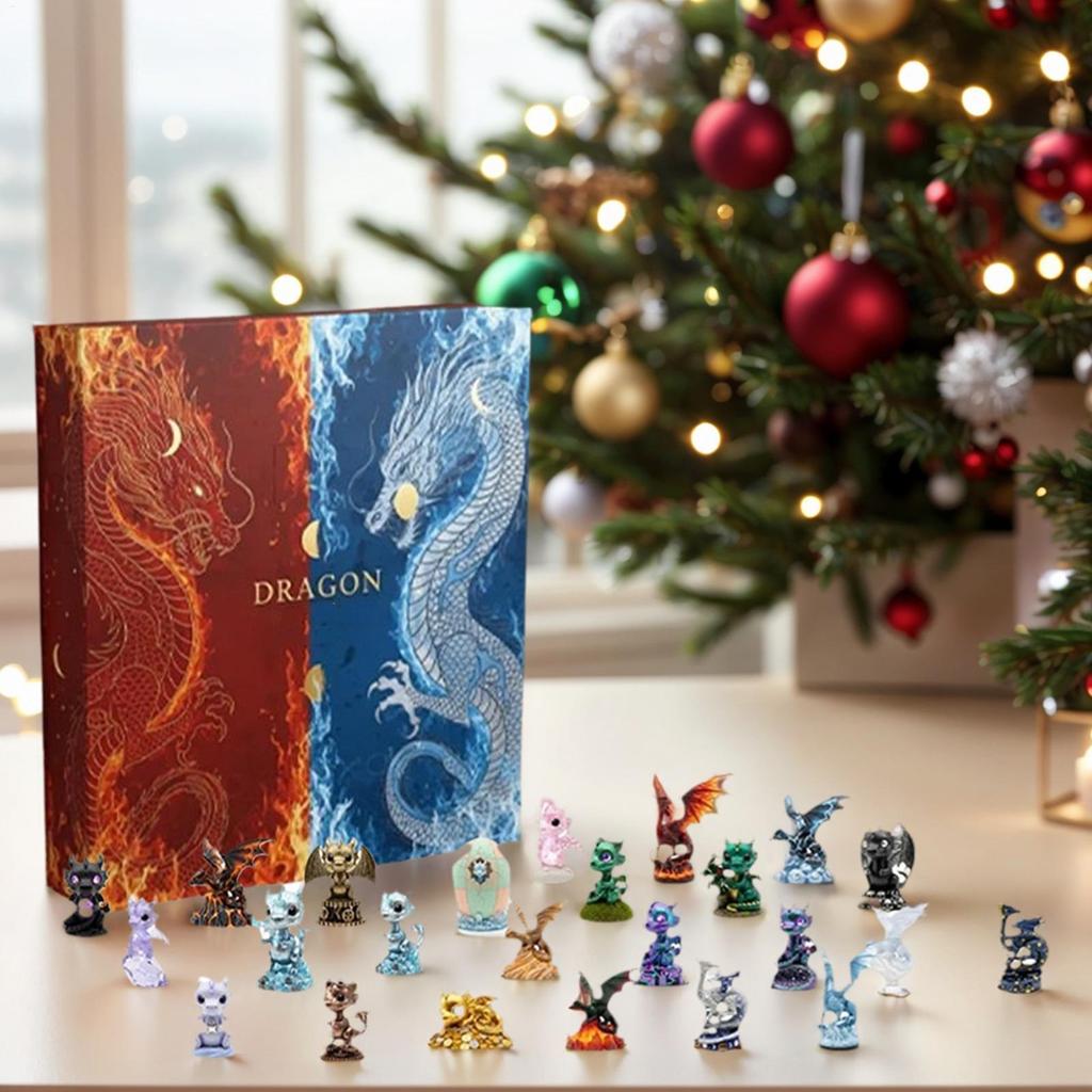 Christmas Blind Box  Dragon Ornament Premium Advent Calendar 2025 Cute 2D Acrylic 24 Days Party Favors Pendant Toy Gift