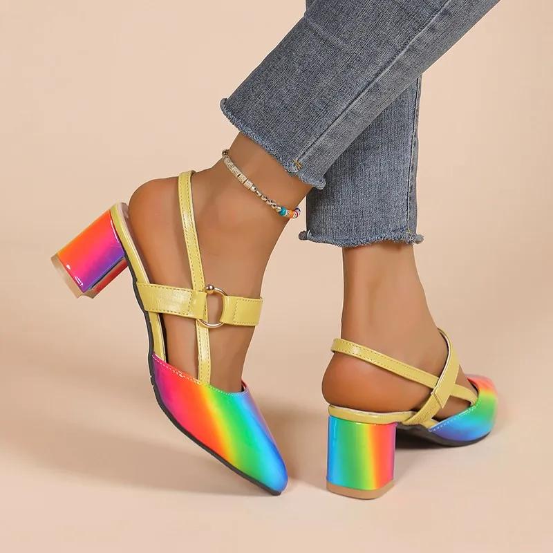 Женские туфли на каблуках, босоножки, новые повседневные модные сексуальные туфли на высоком каблуке, женские новые толстые туфли на каблуке, роскошные дизайнерские сандалии для женщин