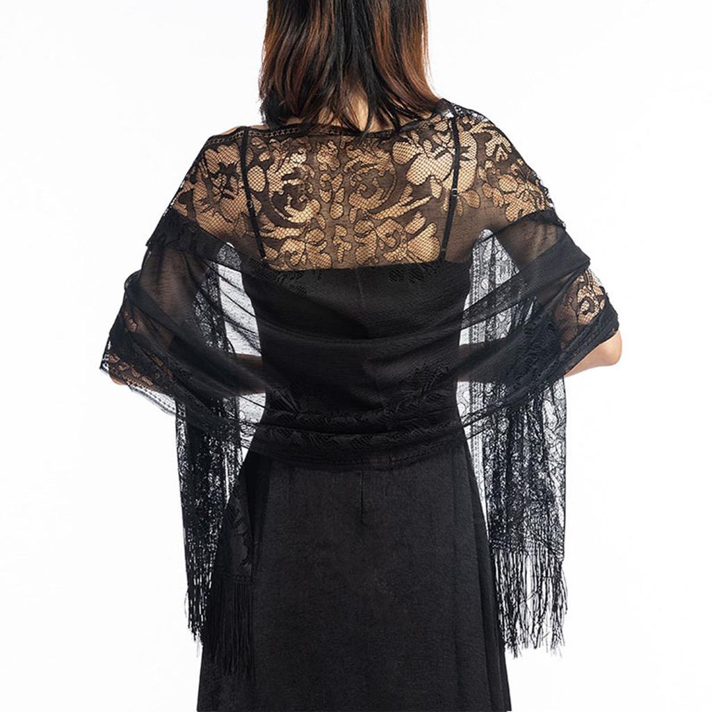 Women's Lace Hollow Shawl Evening Dress Cheongsam Shawl Party Dinner Scarf