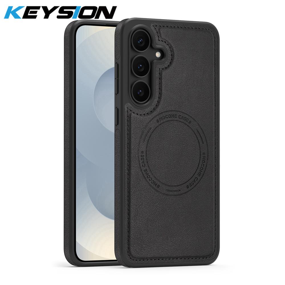 KEYSION Ретро чехол из ПУ кожи с MagSafe для Samsung Galaxy S22 S23 S24 Ultra 5G S23+ S24 FE Магнитный противоударный чехол для телефона