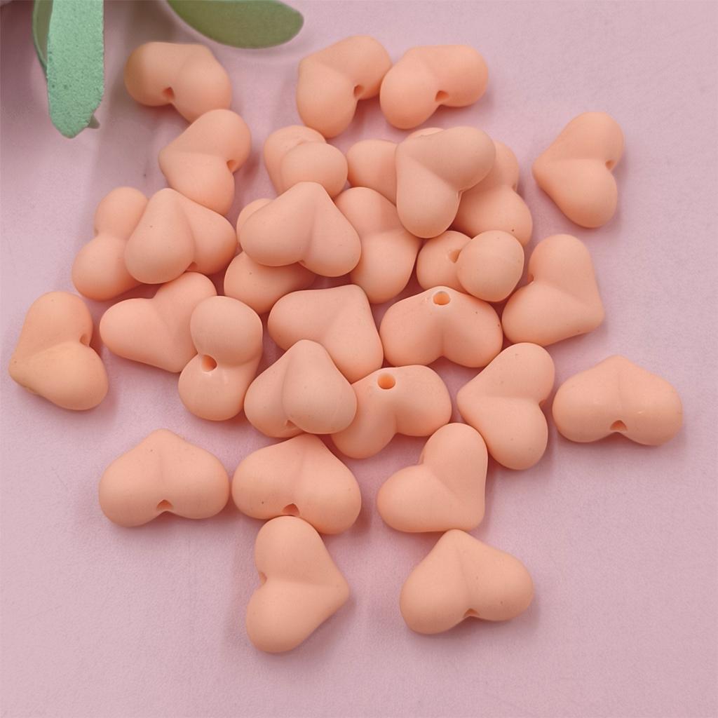 Home Party Supplies DIY Jewelry Accessories 15x11mm 30Pcs Creative Heart Rubber Making Materials Beads 9 Color Mobile Phone Chain Solid Color Fashion