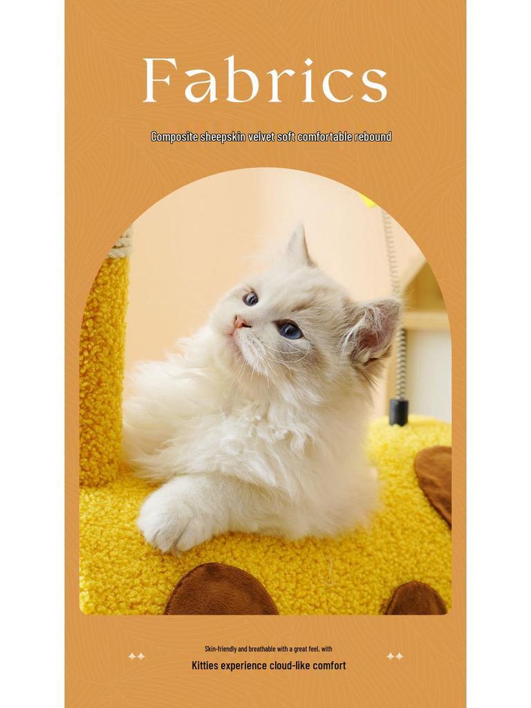 Space-Saving Cat Tree with Bed & Scratching Post for Small Apartments