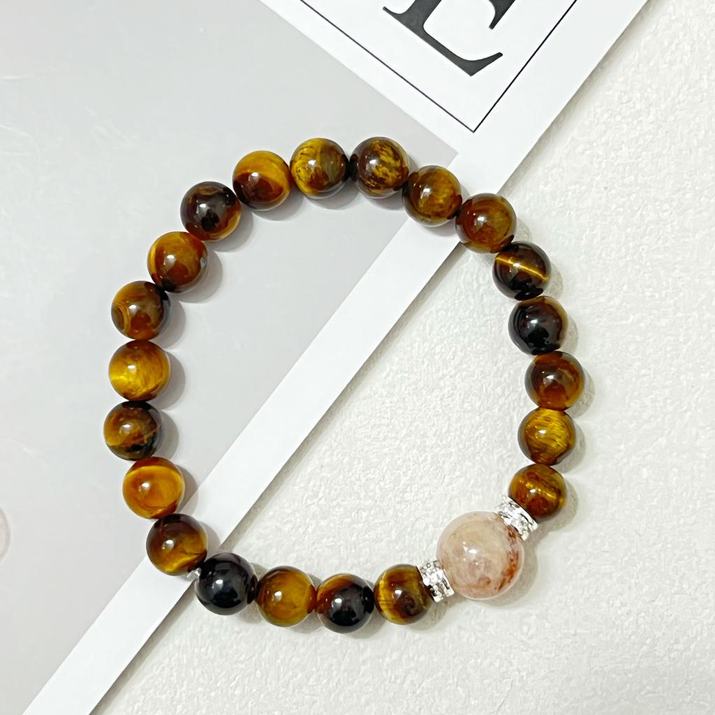 Tiger Eye Stone Beaded Bracelets for Women 8mm Round Beads Semi-Precious Gemstones Bangle DIY Jewelry Gifts
