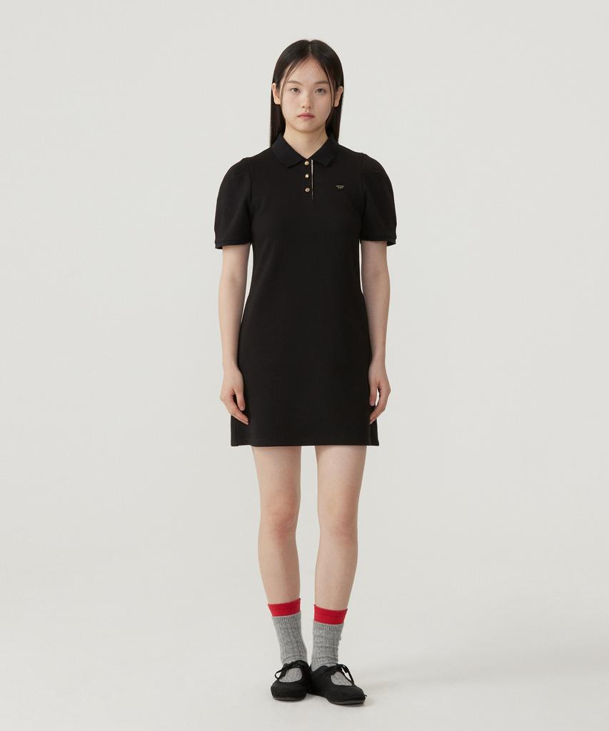 Covernat Woman Puff Collar Dress Black