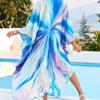 Beach Cover Ups Flower Tie Dye Water Wave Printed Kaftans for Women Summer Maxi Dresses Holiday Bating Suits