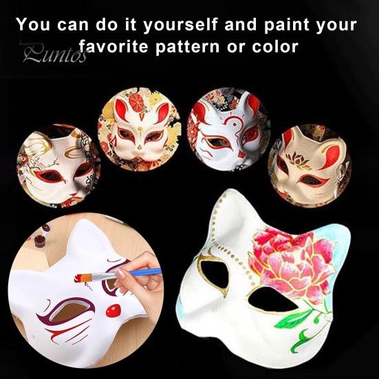 2/3/5/6/10/12/20 Pcs DIY Masques Cat Face Solid Color DIY Hand-Painted Carnival Party Ball Masquerade Halloween Costume Animal Shape Face Cushion