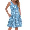 Women's Summer Fashion Casual V-neck Pleated Patchwork Vintage Floral Print Sleeveless Pocket Vest Dress