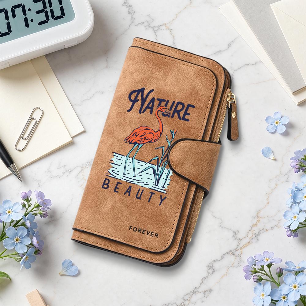 Женский кошелек Nature Beauty с принтом фламинго, длинный, с множеством отделений для карт, большой вместимости, винтажный
