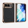 Luxury Carbon Fiber Pattern Plating Magnetic Case for IPhone Ultra Fold 5G Fast Shockproof Wireless Charging Cover