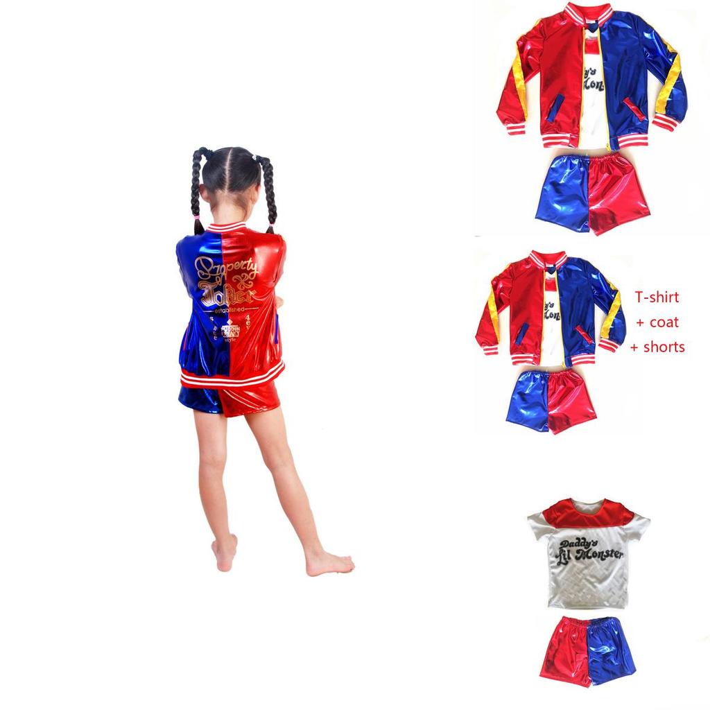 Потрясающий костюм на Хэллоуин для девочки с дизайном Харли Квинн из «Отряда самоубийц» для детей