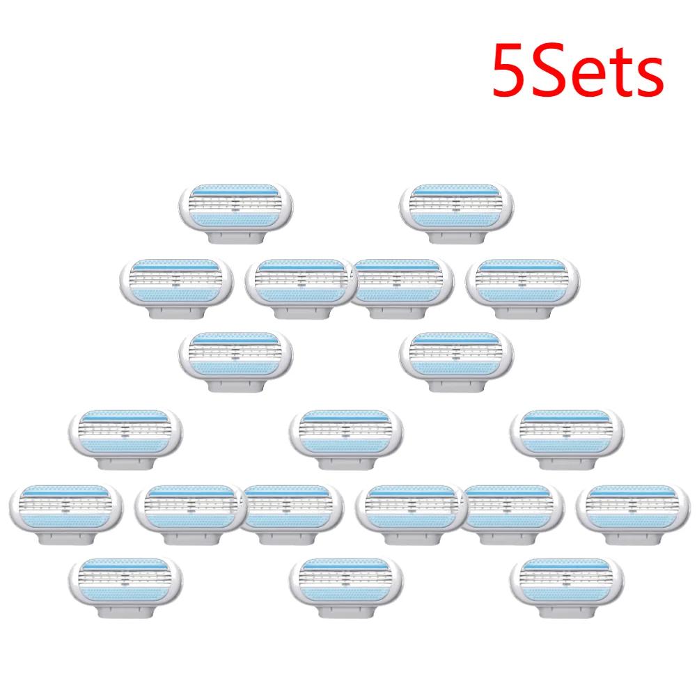 4-20 шт. Лезвия для бритья для женщин Безопасная точилка для бритвы Для лезвия бритвы 3-слойная сменная головка Для красоты Удаление волос Лезвия