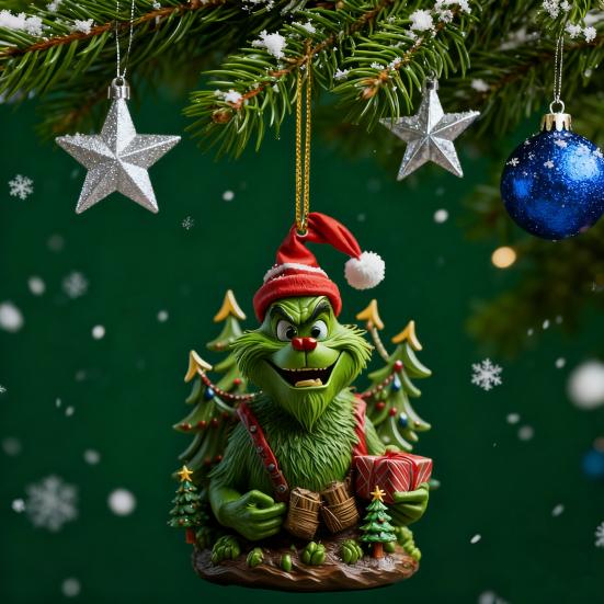 Зеленый Эльф Рождественская Елочная Игрушка 2D Плоский Акриловый Шар для Зеркала Заднего Вида Автомобиля Мультяшный Эльф Рождественская Елка Подвеска для Праздничной Елки Окна Настенный Декор