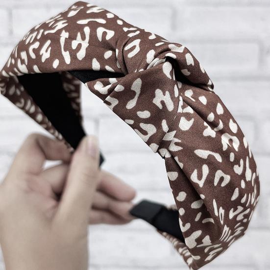 Женская повязка для волос Yousheng с узлом в виде сердца, широкая полоса с леопардовым узором, эластичная противоскользящая ретро-легкое украшение для волос, женский обруч для волос, аксессуар для волос