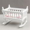 Wood Smooth Surface Interesting 1:12 Small And Three-dimensional White No Odor Miniature Baby Bed Doll House Cradle