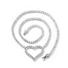 Iced Out Cz Open Heart Pendant Tennis Chain Necklace Love Charm Necklace With 3mm Tennis Chain Women Necklace