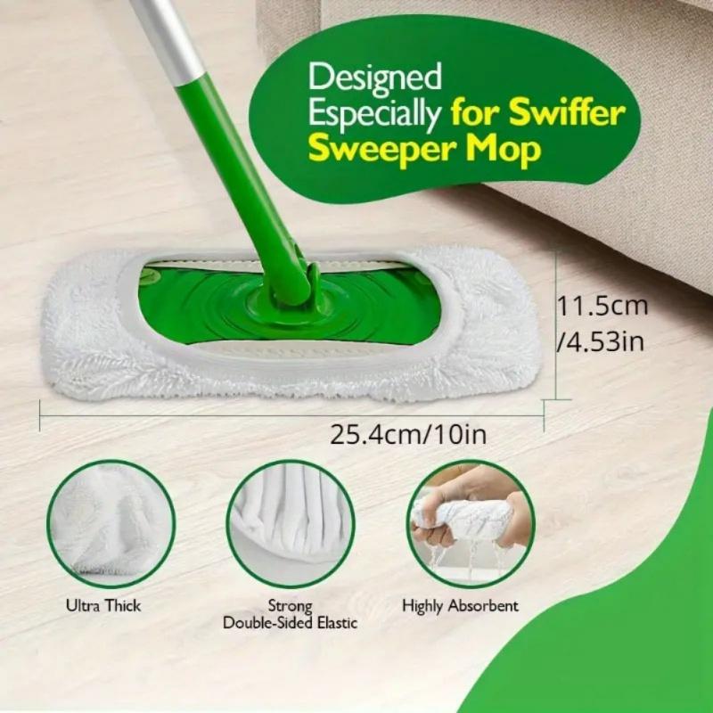 Strong Grip Mop Refills Microfiber Pad for Flat Mop Washable & Reusable Streak-Free Cleaning Cloth for All Floors