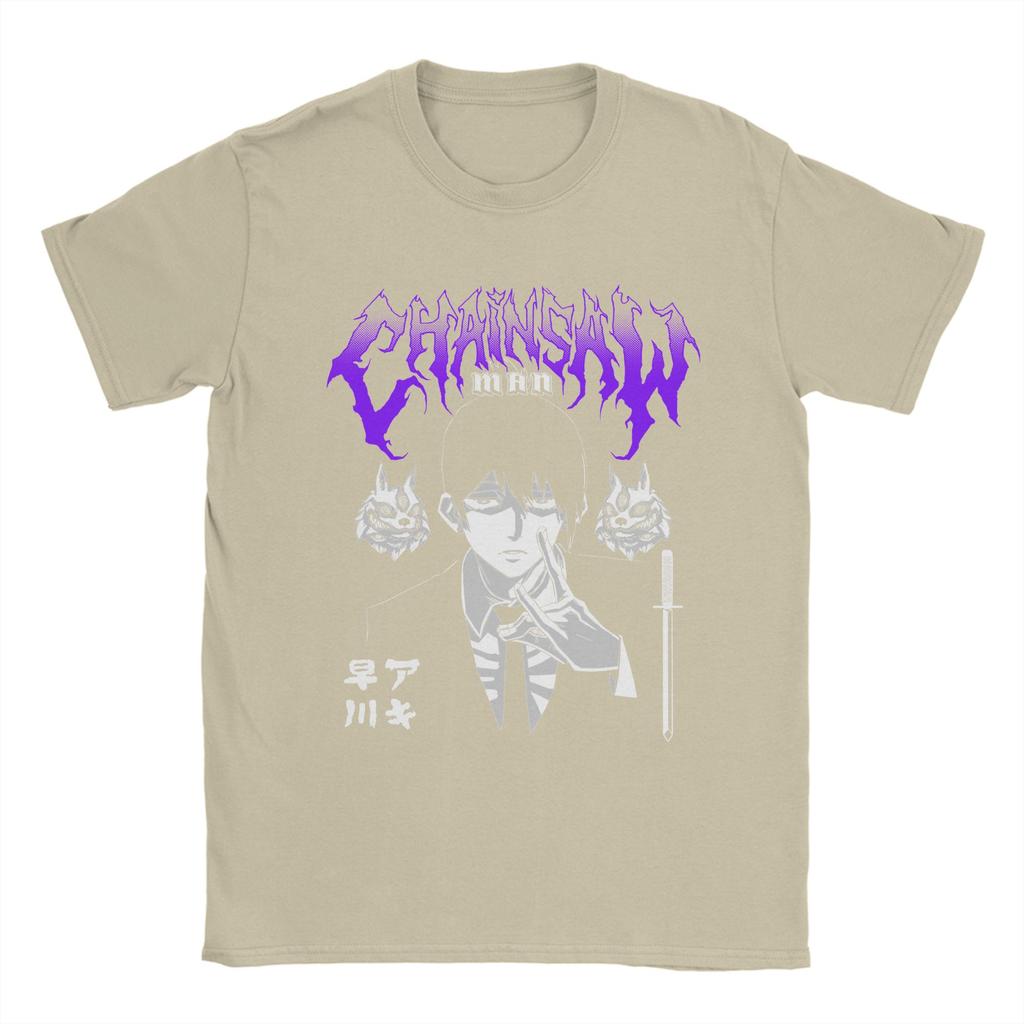 Мужская футболка Aki Metal Chainsaw Man Дендзи Макима Аки Кобэни Хлопковая одежда Новинка Футболка с коротким рукавом и круглым вырезом Классическая футболка