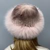 Женская пушистая шапка из лисьего меха - мягкая вязаная зимняя шапка-бини с подкладкой из кроличьего флиса, стильная меховая шапка из натурального меха