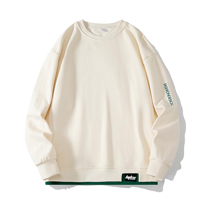 Большой размер свитер мужской весна и осень новый свободный длинный рукав футболка свободный тренд плюс толстый низ рубашка мужской