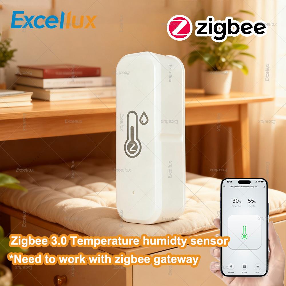 Zigbee Датчик температуры и влажности Приложение Удаленный мониторинг Внутренний термометр Гигрометр Умный дом Работает с Zigbee шлюзом