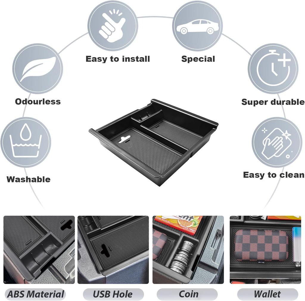 Armrest Hidden Box for Toyota Tacoma 2016 2017 2018 2019 2020 2025 2025 2025 Center Console Organizer Tray Armrest Storage Box