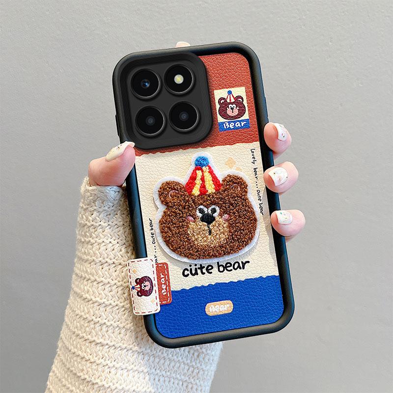 KEYSION Мультяшный милый плюшевый вышитый чехол для HONOR X6b X8c со шнурком, силиконовый противоударный чехол для телефона Huawei Honor X8c X6b