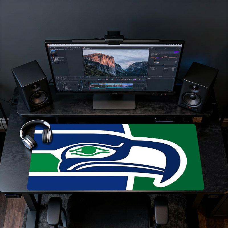SEA Seahawks Mouse Pad, Large Gaming Desk Mat, Non-slip XXL Mousepad for Laptop & Tablet, Mini PC Playmat with Stitched Edges