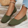 Large Size Spring New Flat Bottom Square Head Foot Cover Shallow Mouth Single Shoes Women's Knitted Fashion Versatile Shoes