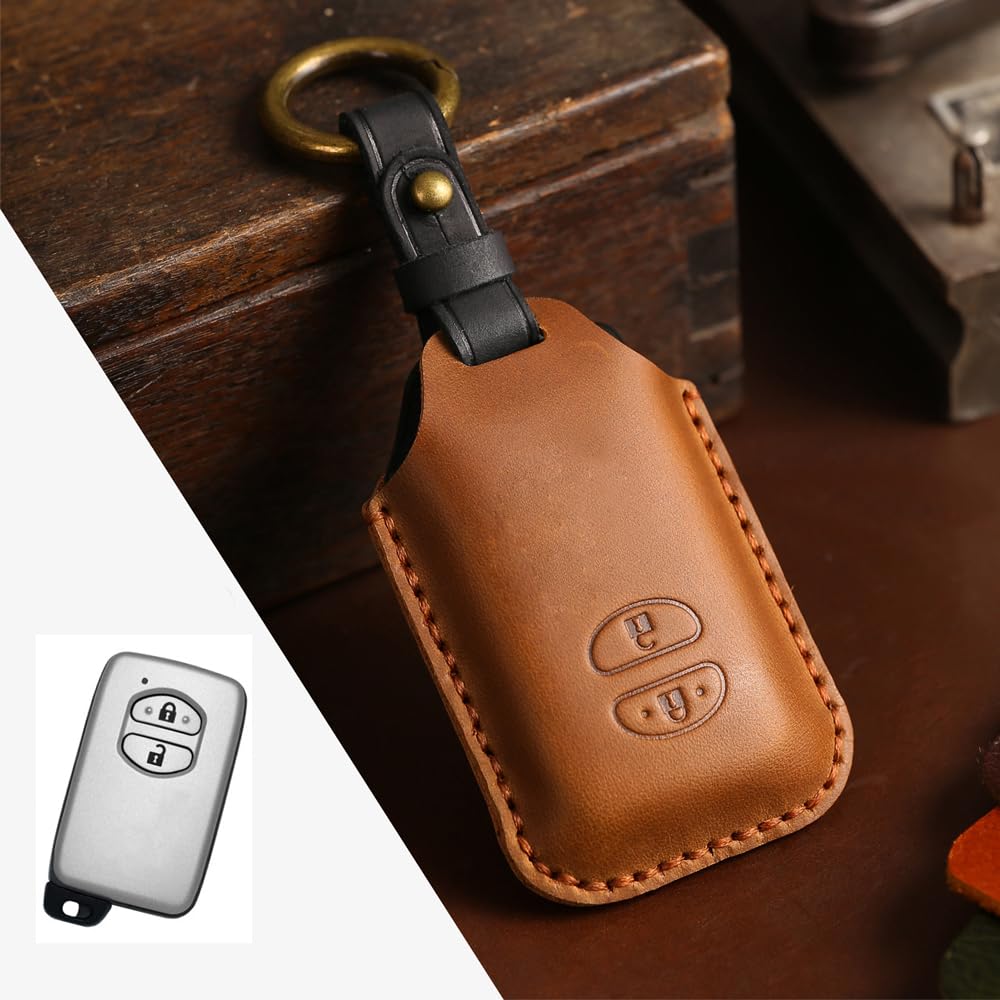 Kinotaka Чехол для смарт-ключа из натуральной кожи, разработанный специально для Toyota Prius 30 серии, 2 кнопки, аксессуар для смарт-ключа, разработанный специально