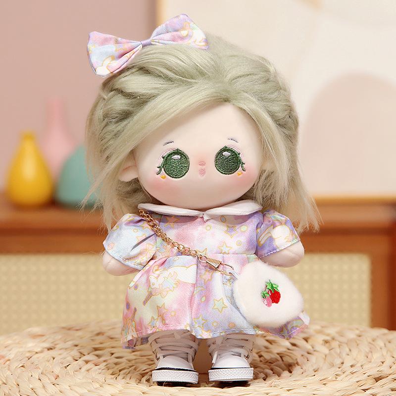 20 см хлопковая плюшевая кукла-девочка может менять одежду, юбки и куклы, чтобы дарить подарки девушкам и парам