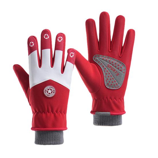 Детские лыжные перчатки Водонепроницаемые с флисовой подкладкой Зимние перчатки Теплые Ветрозащитные перчатки с нескользящими ладонями для мальчиков девочек Лыжи Сноуборд Велоспорт
