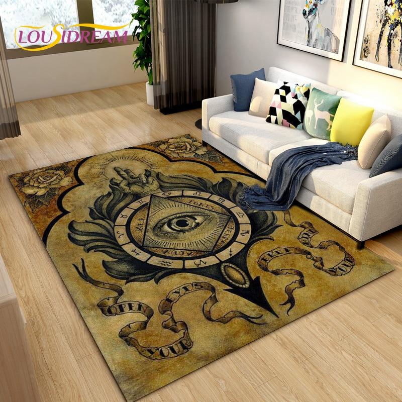 Masonic Carpet Freemason Illuminati Ring Area Rug Large,Carpet All Seeing Eye Rugs Carpets for Living Room,Fitness Pet Floor Mat