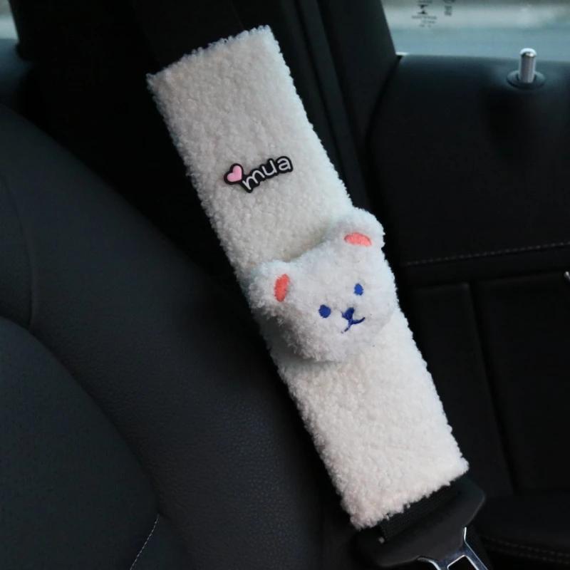 Car Seat Belt Shoulder Protector Car Interior Seat Belt Protector Plush Cute Cartoon Car Accessories Interior Little Bear Doll