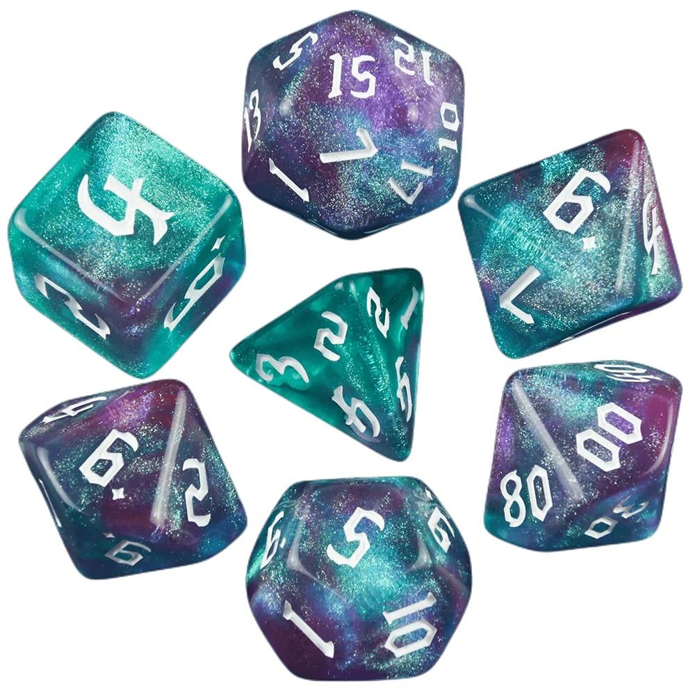 DND Cubes Dice RPG Dice Удивительные цвета, смешивающие фэнтезийный эффект звездного света, уникальные стили ретро-шрифтов для ролл-игральных карточных игр
