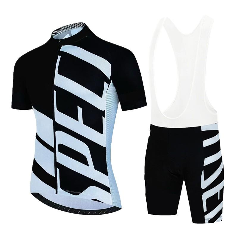 Men Women Cycling Jersey Bib Shorts Set Fluorescent Green Red Black Quick Dry Breathable Sportswear