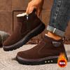 Men's Winter Ankle Boots Slip-On Snow Boots with Fleece Lining & Thick PU Sole Winter  Comfortable Shoes