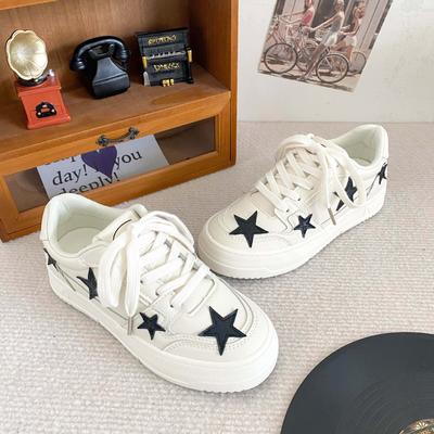 B-8971 звездные маленькие белые туфли женские туфли осень взрыв 2024 новые туфли с плоской подошвой и круглым носком модные повседневные туфли для сёрфинга