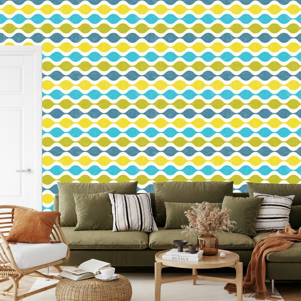 Fashionable retro waves wallpaper for living room and bedroom 50x1000