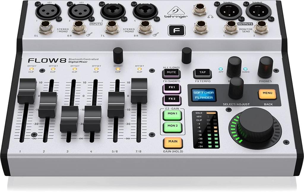 Behringer Digital Mixer 8 Channel USB Audio Interface Equipped with Bluetooth Remote Compatible FLOW 8 Control/Streaming