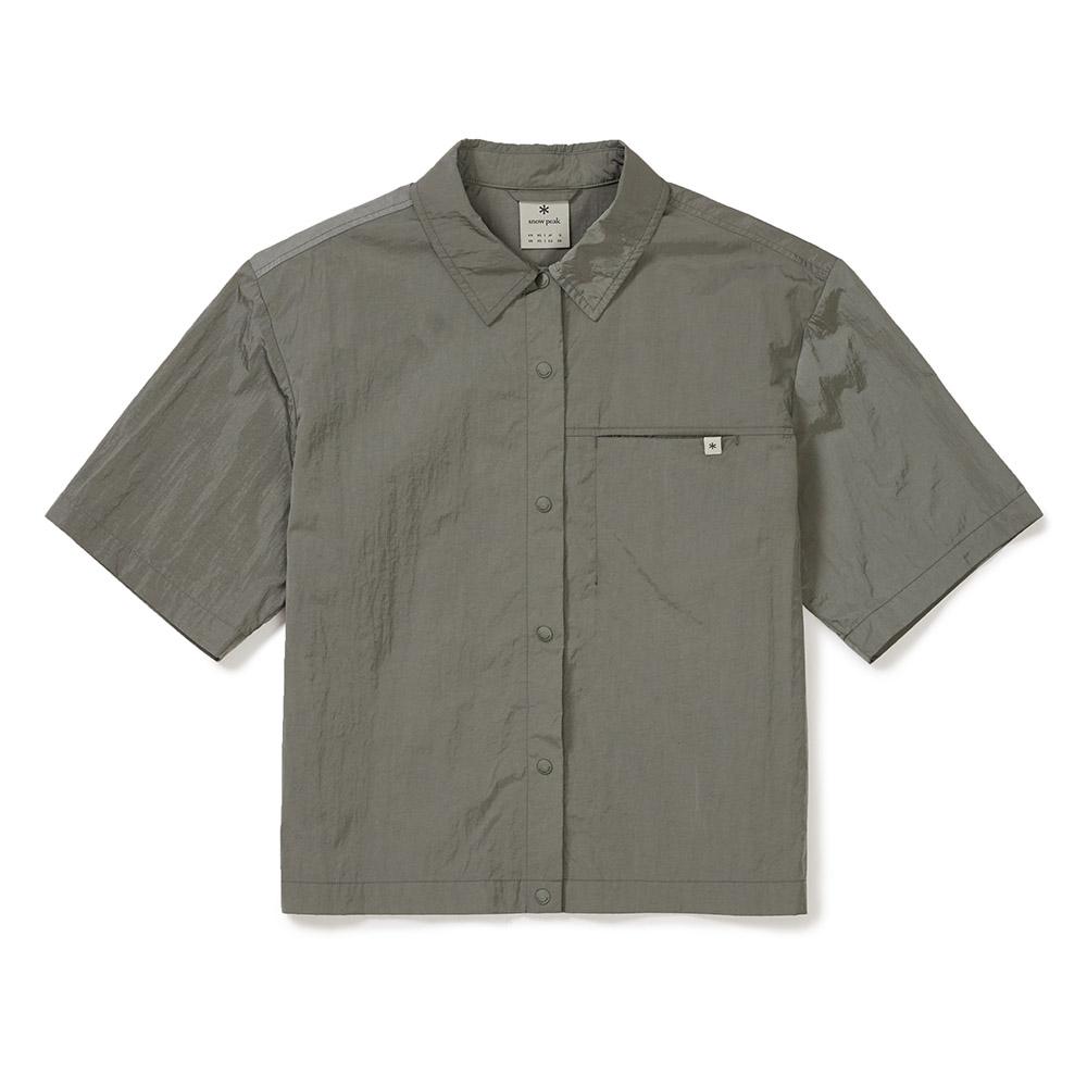 [Snowpeak] Bright Women's Semi Crop Short Sleeve Shirt Olive (S24MWFSH75)