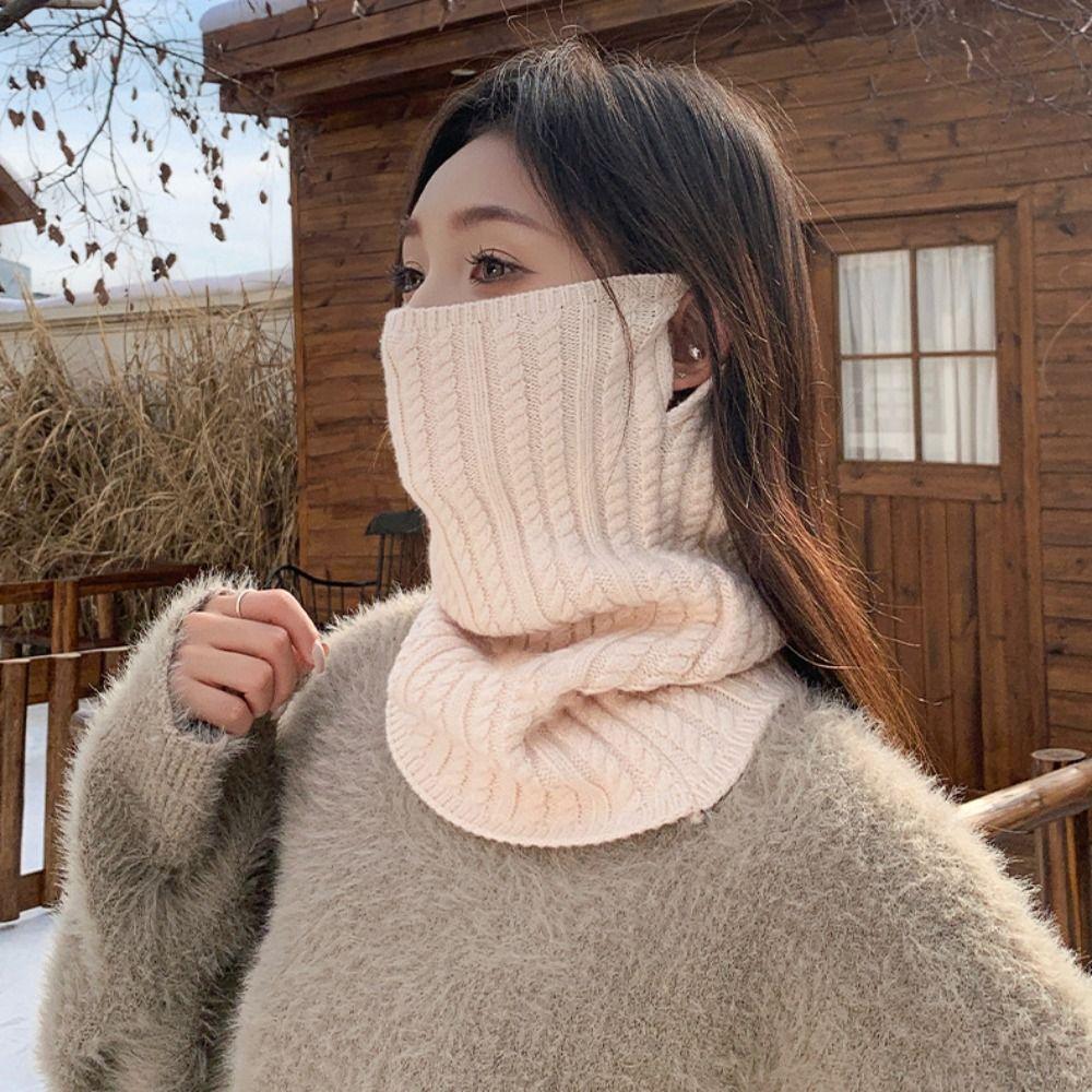 Korean Style Knitted Scarf Solid Color Pullover Wool Bib Simple Turtleneck Fake Collar  Women