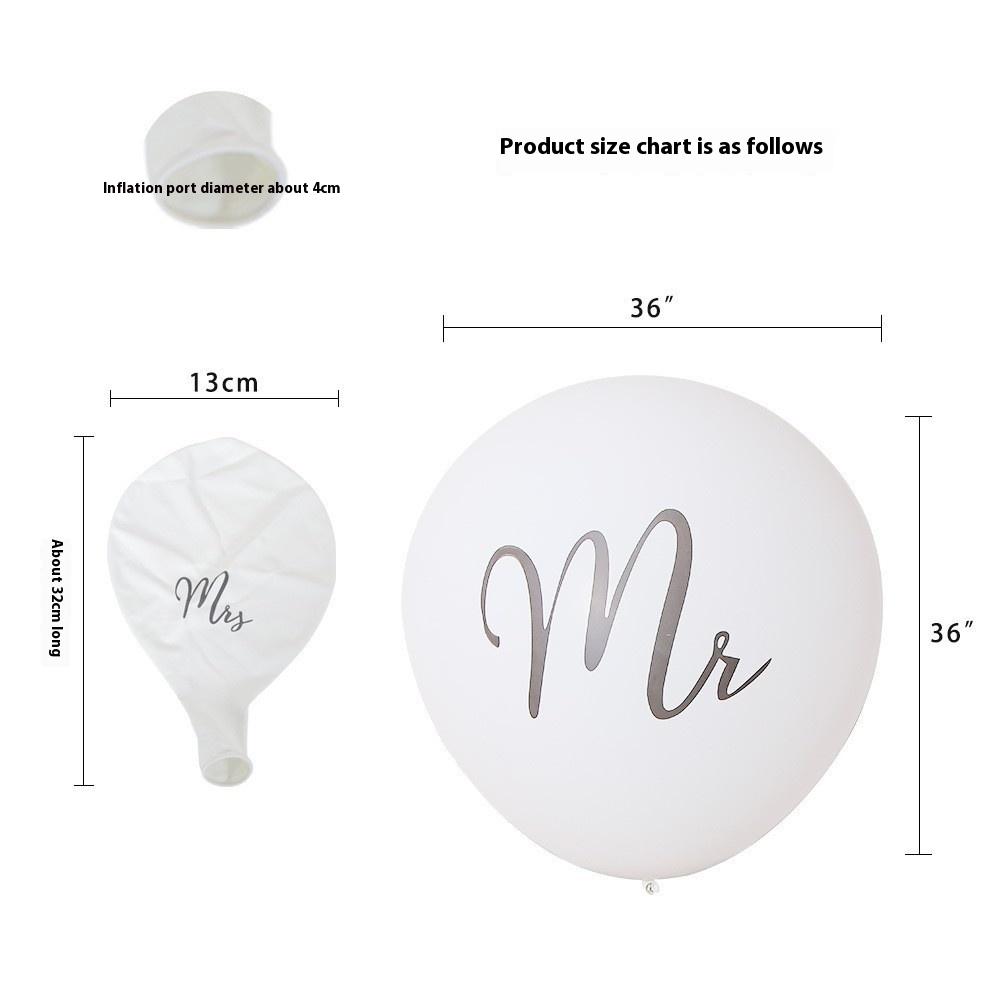 Huaien Factory 36-Inch Round Latex Wedding Balloons Printed Mr. & Mrs. Women for Arrangements