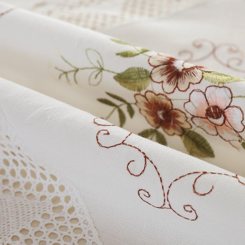 Round Tablecloth Cotton Yarn Embroidered Table Juppe Dining Table Cover Flower Lace Pastoral Coffee Tablecloths Towel Cover