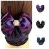 Pearl Bowknot Spring Clip Ribbon Hair Net Cover Elegant Bun Snood  Bank