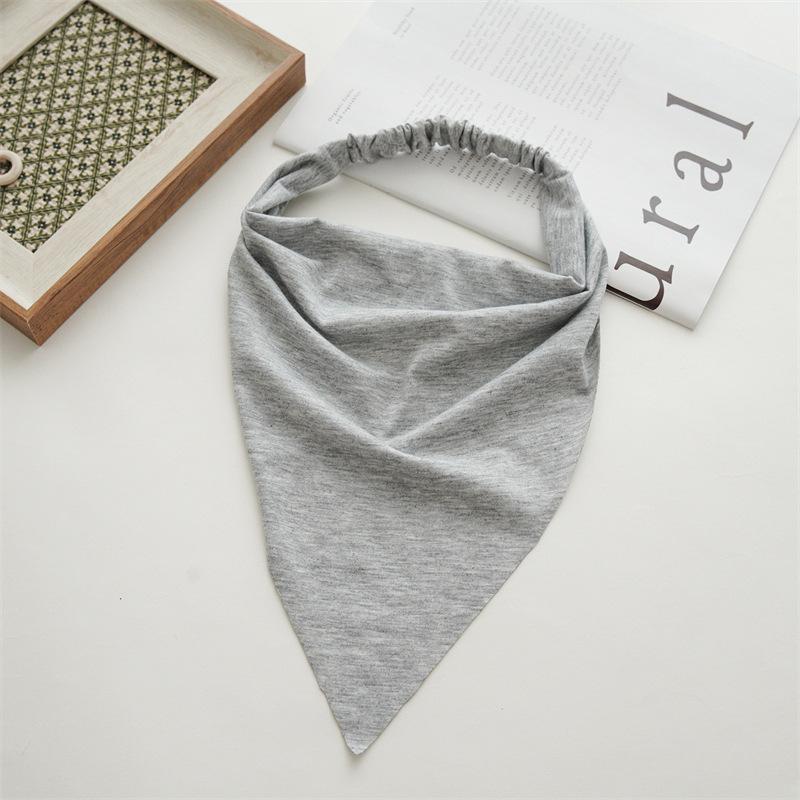 Woman Long Solid Summer Head Scarf Cotton Triangle Bandanas Lady Fashion Elastic Hairband Girls Large Bohemian Hair Accessories