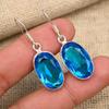 Blue Topaz Gemstone Handmade 925 Sterling Silver Wedding Jewelry Earring