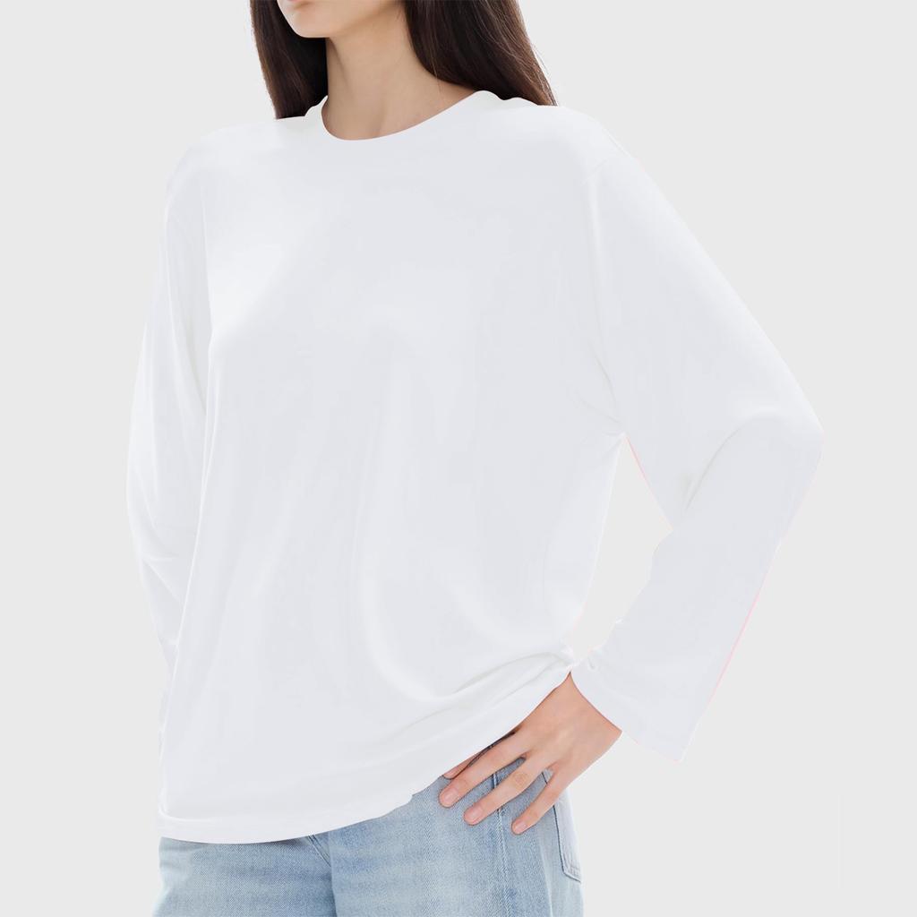 Женская модная повседневная блузка с длинным рукавом и круглым вырезом, пуловер