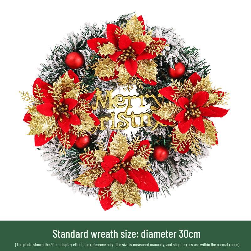 30cm Snowfall Flocking Christmas Wreath for Hotel and Shop Window Decoration
